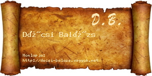 Décsi Balázs névjegykártya