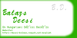 balazs decsi business card